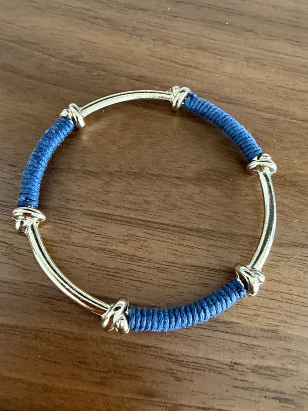 Gold & Blue Wrapped Bangle Bracelet - Women's Fashion Jewelry